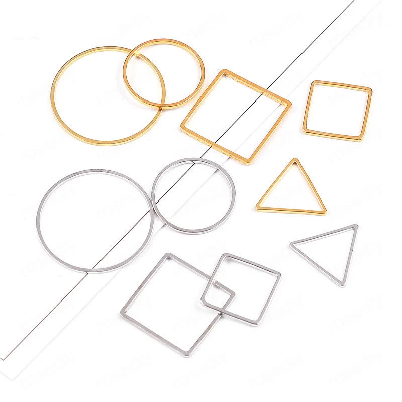 20PCS 1.5CM 2CM 2.8CM 24K Gold Color Brass Round Square Triangle Shape Closed Rings Connect Jewelry Earrings Accessories | Украшения и