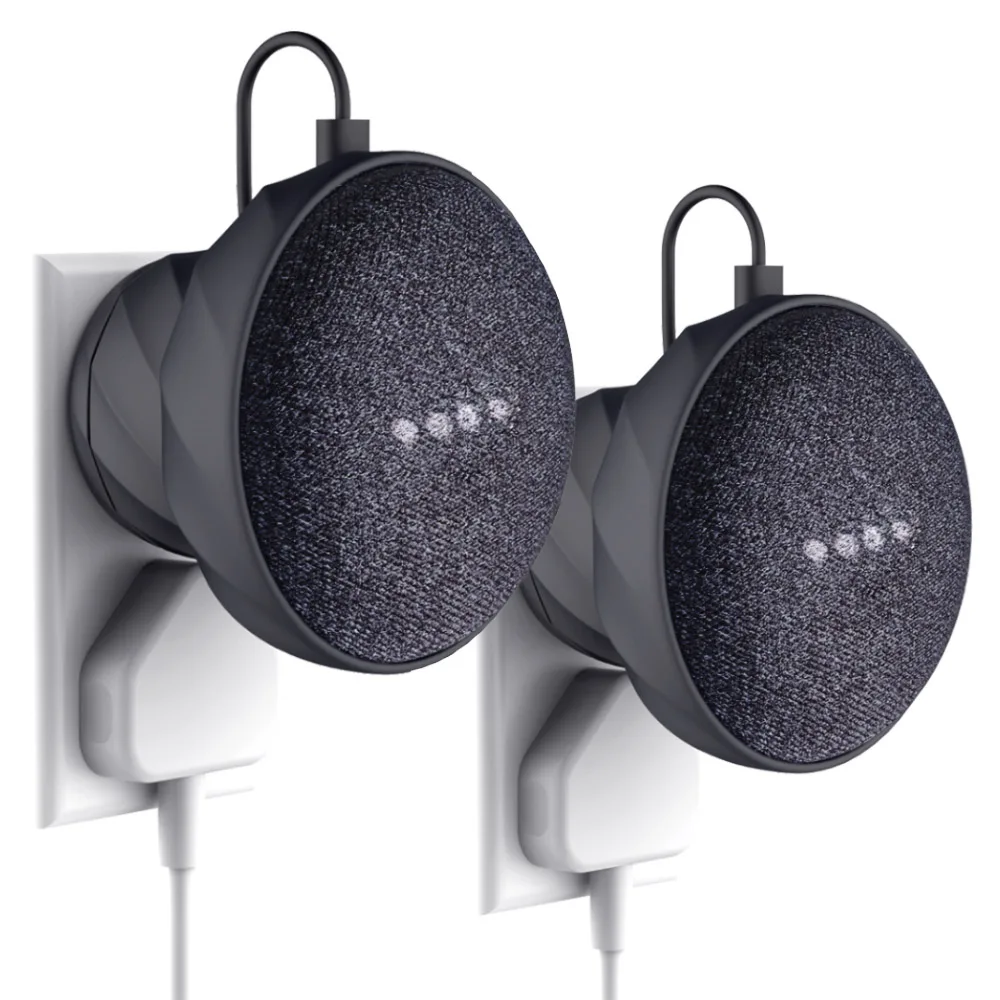 Черный KIWI дизайн розетки настенный держатель для Google Home Mini, компактный Аксессуары Силиконовый чехол 2 шт - Цвет: Черный