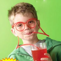 20pcslot funny soft glasses straw unique flexible drinking tube kids party accessories child adult diy straws plastic straw