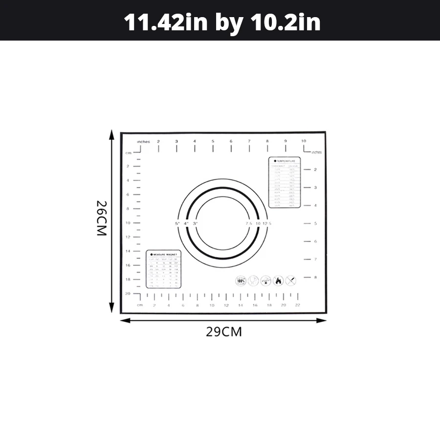 Black 29x26cm Очень большой 3" x 24" силиконовый коврик для выпечки-антипригарный нескользящий кондитерский коврик с измерениями по Leeseph(красный и черный - Цвет: Black 29x26cm