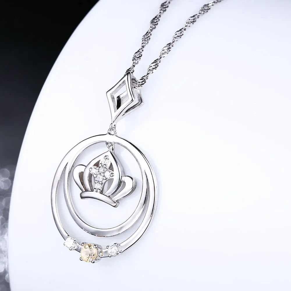 Женское ожерелье из серебра 925 пробы с натуральным Цитрином|jewelry necklace pendants|jewelry