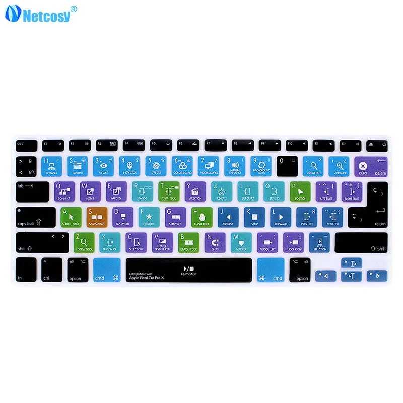 final cut pro X Netcosy испанская клавиатура для Macbook Pro A1278 Air 13 Ableton Final Cut Pro X фотошоп резиновая крышка - Цвет: final cut pro X