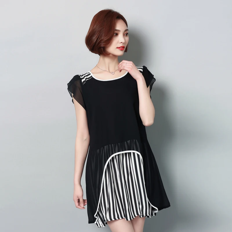 Anyilian new women dress two pieces of loose large size chiffon stitching fashion female | Женская одежда