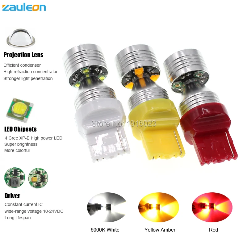 Zauleon 2 шт. T20 7440 7441 W21W красный светодиодный фонарь для замены автомобиля Высокая