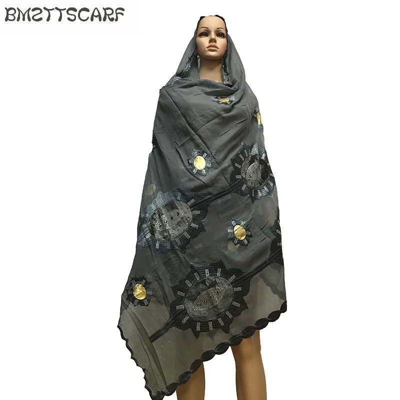 2019 африканская Женская шаль мусульманская вышивка хлопок платок длинный шарф