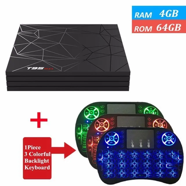64G I8 Backlit T95 MAX Android 9,0 Smart tv Box 4 ГБ 32 ГБ 64 Гб Allwinner H6 четырехъядерный USD3.0 6K HDR 2,4 ГГц Wifi Google плеер T95max телеприставка - Цвет: 64G I8 Backlit