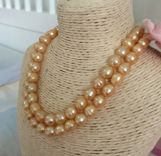 Два ряда 10-11 мм Южное море барокко золото жемчужное ожерелье 18 дюймов | Украшения