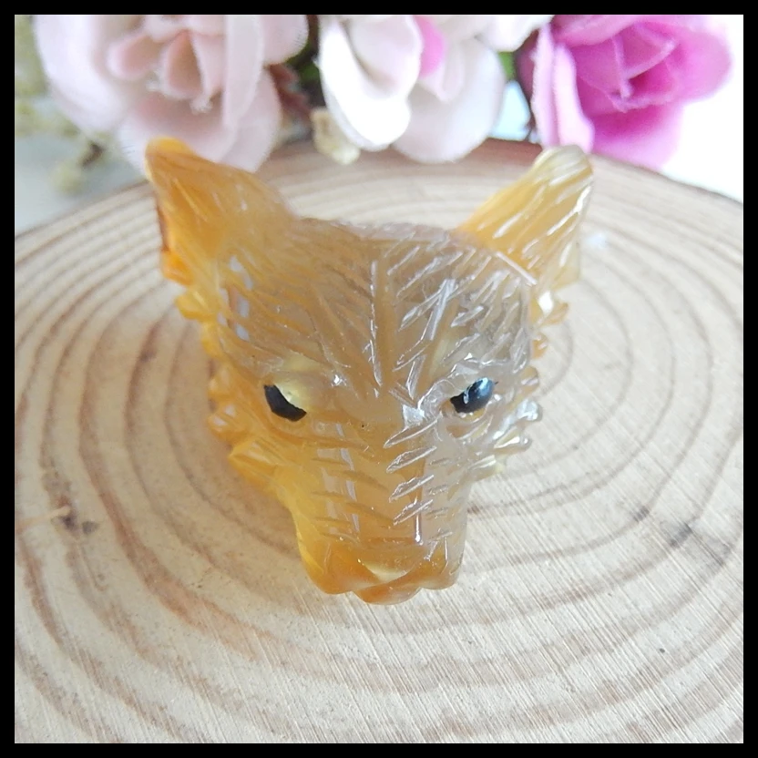 Carved wolf head Red Agate Gemstone pendant bead Semi-precious stones jewelry accessories 47x38x15mm 23.8g | Всё для изготовления