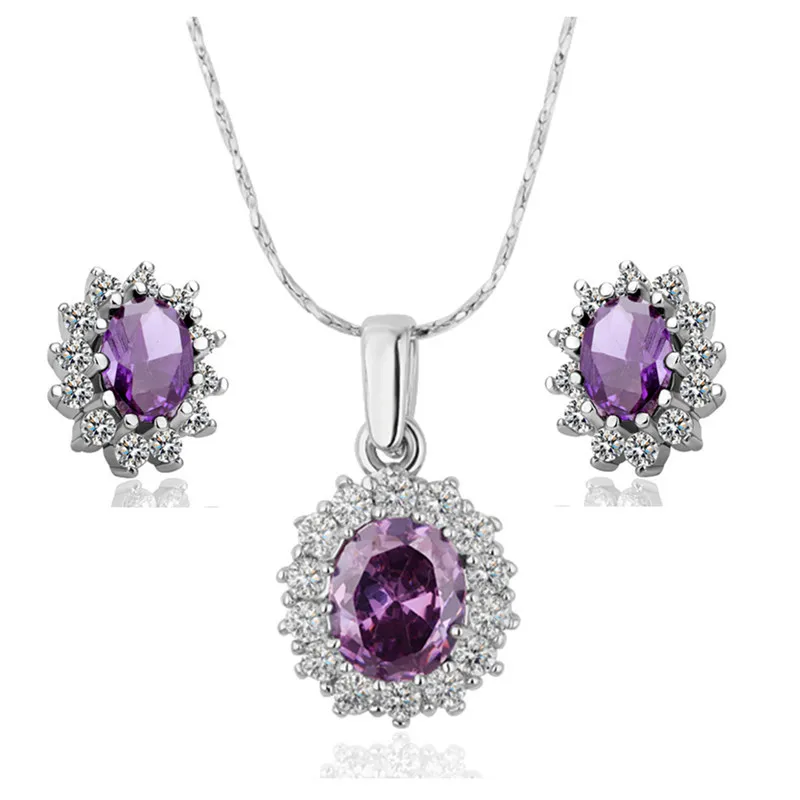 Best Gift For Mother's Day!Exclusive Elemant Royal Blue Crystal Jewelry Set With Platinum Filled Fashion Sets Female | Украшения и