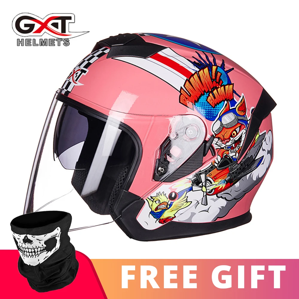 522 Bright RP GXT Лето мотоциклетный шлем с открытым лицом двойной объектив Casco Шлем Мотоцикл Скутер Capacete защитный шлем козырек для мотоцикла - Цвет: 522 Bright RP