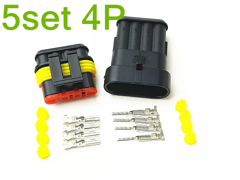 

5 Set 4 Pin Female Male Way AMP Super Seal Waterproof Electrical Wire Connector Plug For Car