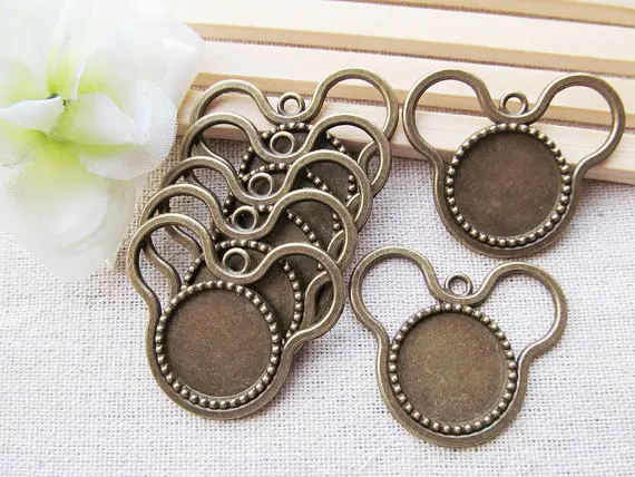 10 шт. античный серебряный тон/античная бронза основа для Микки Мауса оправа