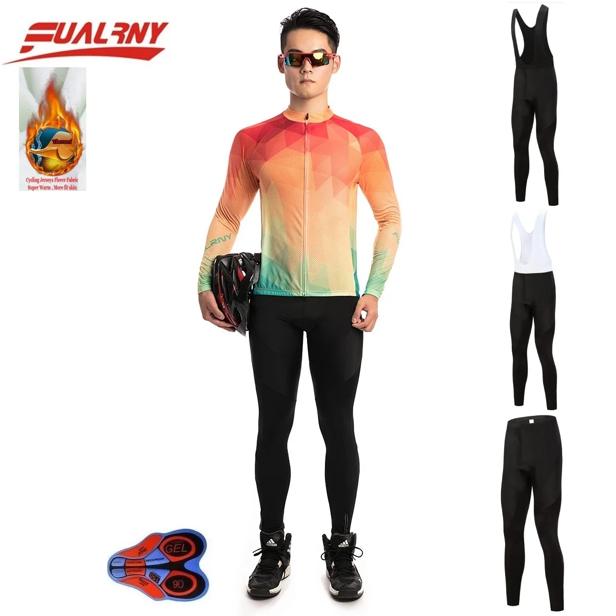 С длинным рукавом Ropa Ciclismo Vélo комплекты 9D гель/зима Термальность флис