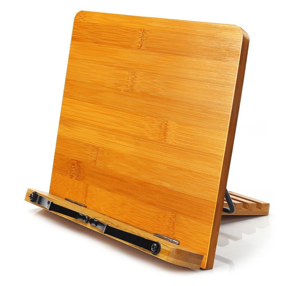 Backing Kitchen Study Room Book Holder Cookbook Stand Recipe Home Adjustable Foldable Natural Bamboo Pages Fixed Reading Rest | Канцтовары