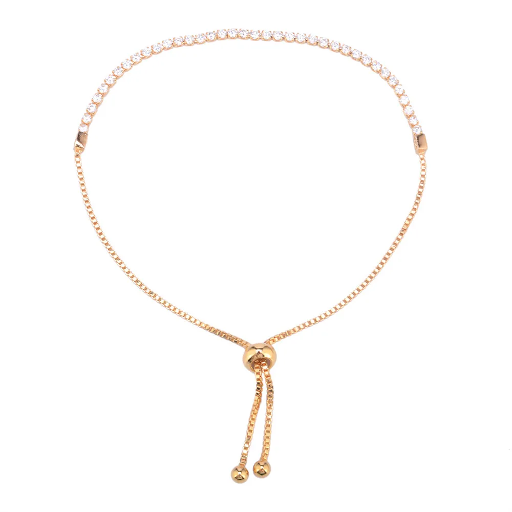 Женский браслет золотого цвета стразы с кристаллами бижутерия регулируемая