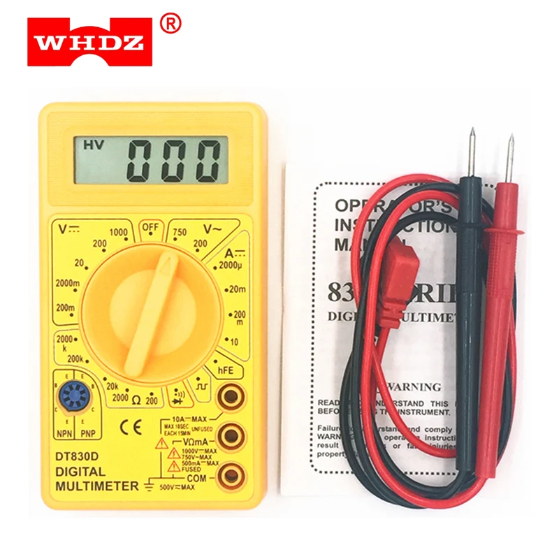 Цифровой мини мультиметр WHDZ DT 830D измеритель напряжения силы тока и сопротивления