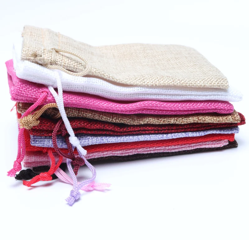 10 шт./партия 8 цветов льняные рождественские подарочные сумки Свадебные мешки