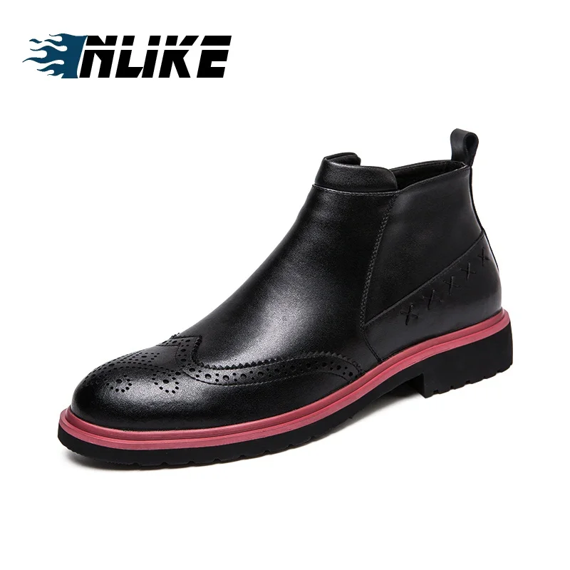 

INLIKE Hot Sale Boots Men Warmest Leather Boots Handmade Outdoor Winter Working Boots Brogue Boots