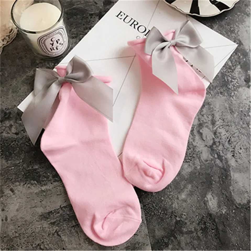 27 Colors.Chic Streetwear Women's Lovely Candy Color Bow Socks.Casual Female Contrast Color Short Socks.Cute Ladies Bow knot Sox