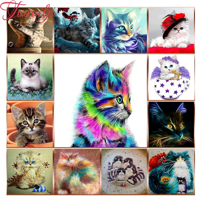 

TOUOILP Full Square&round Drill 5D Cartoon Animal cat Diamond Painting 5d Embroidery Cross Stitch Mosaic Rhinestone Home Decor