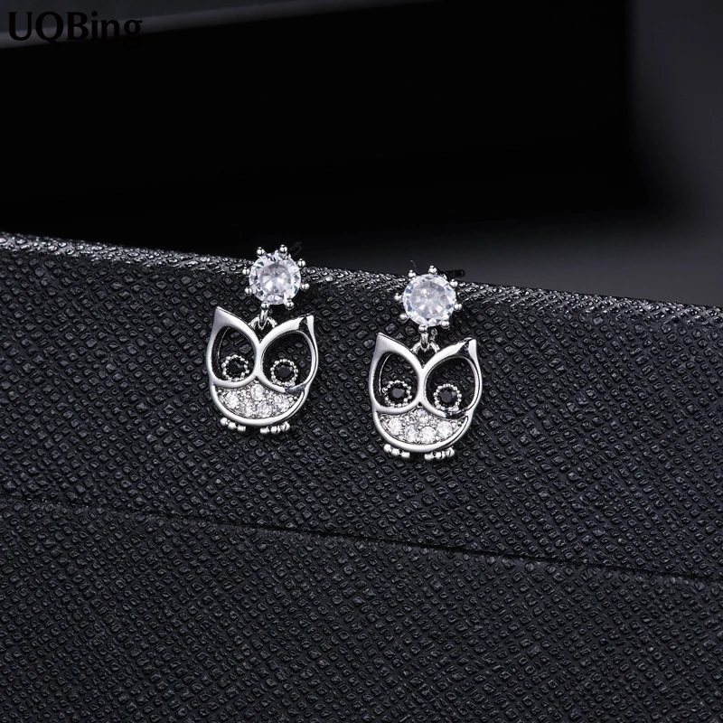 New Arrivals 925 Sterling Silver CZ Owl Stud Earrings For Women Jewelry Pendientes Brincos Free Shipping | Украшения и аксессуары