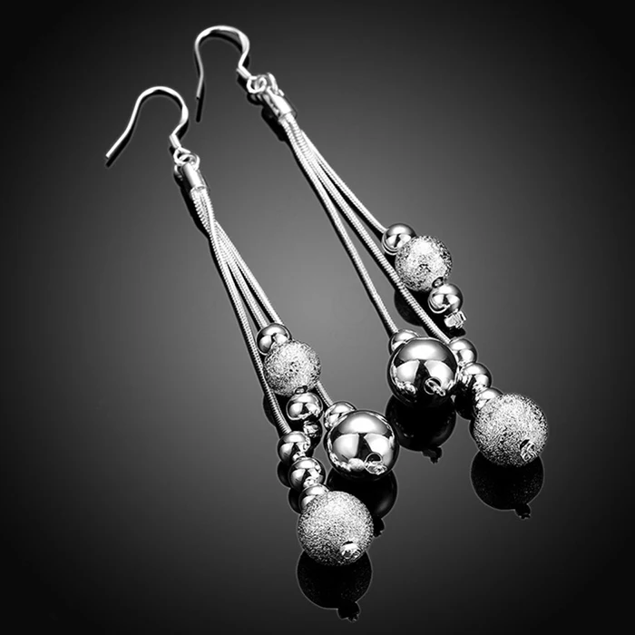 FANALA Long Tassel Earrings Women Fashion Silver Plated Beads Drop Hook Dangle Party Jewelry pendientes oorbellen | Украшения и