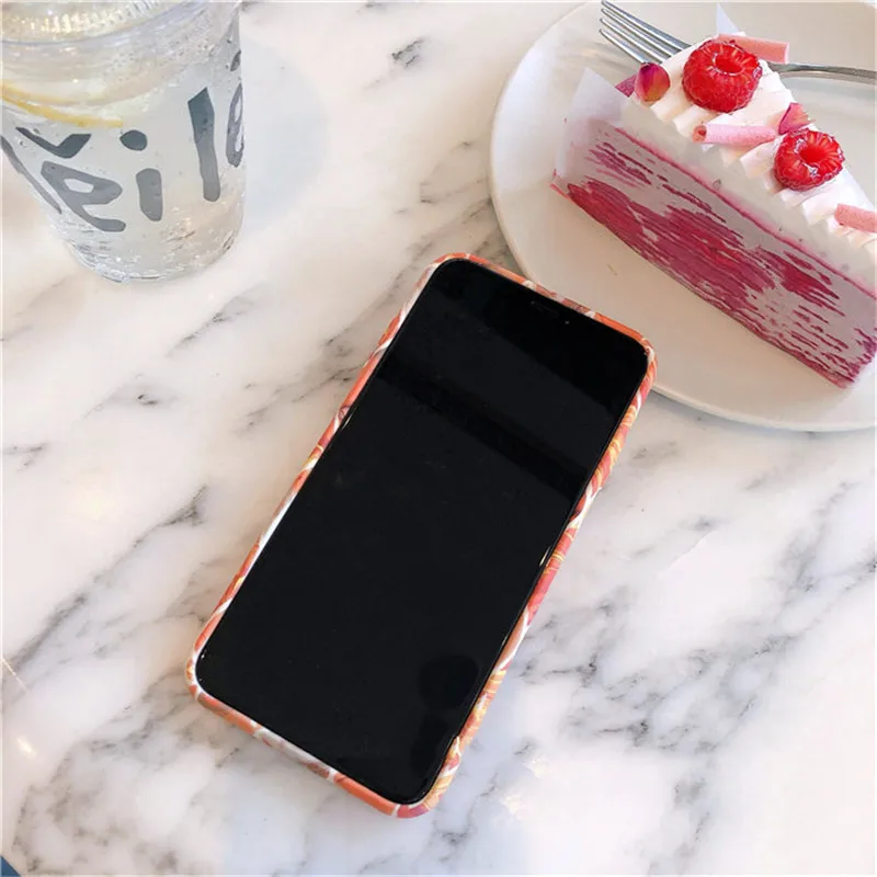 Алмазный кораллово-красный мраморный чехол для телефона iphone XS MAX XR X 6 6s 7 8 plus