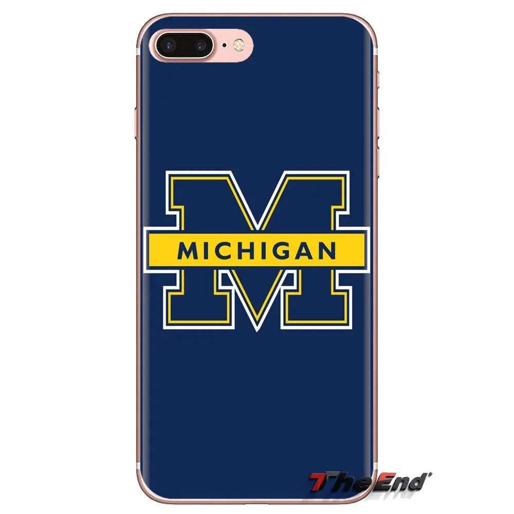Прозрачный ТПУ чехол для Samsung Galaxy S3 S4 S5 Mini S6 S7 Edge S8 S9 S10 Plus Note 3 4 5 8 9 Michigan Wolverines ice Hockey |