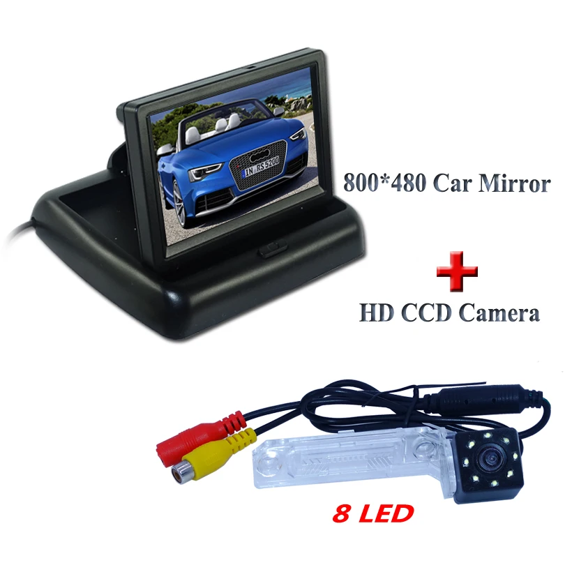 Авто backup camera принести 8 led + Складной lcd автомобиля упаковочные монитор для Volkswagen