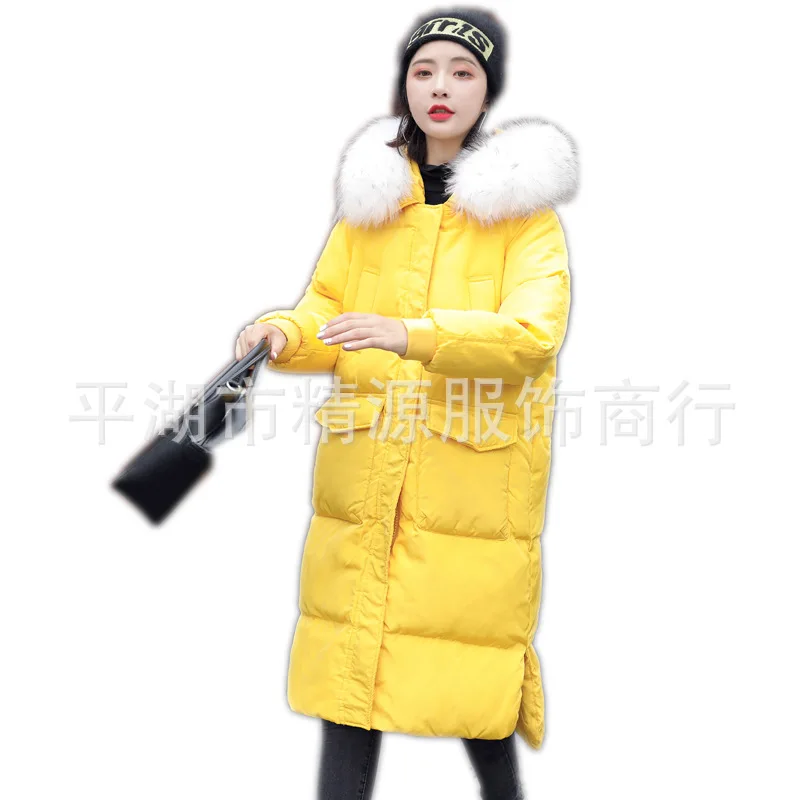 

High-end luxury autumn and winter new thickening Women's down jacket long loose thin large fur collar Women's winter clothing