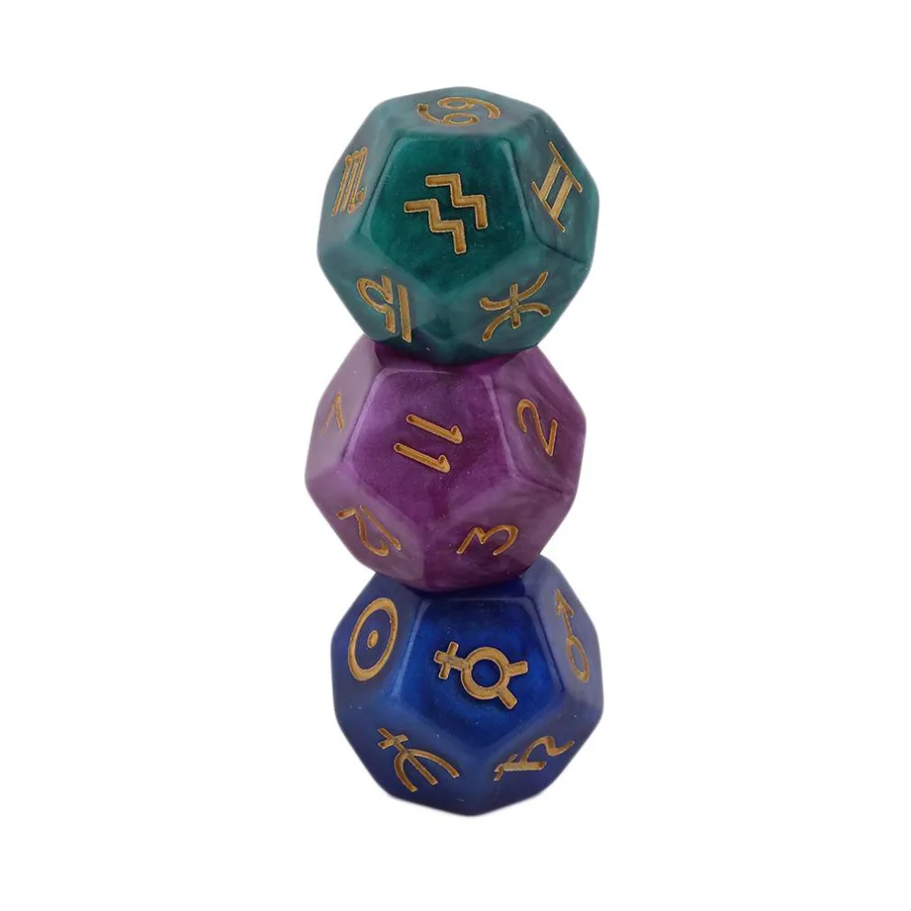 Hot! 3 pcs 9 Polyhedral Dice Astrological Creative Set Multi-Faceted Acrylic for EZ Constellation Games New Sale | Игрушки и хобби