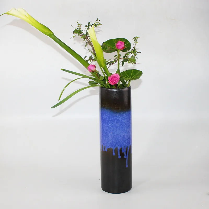 

Zen Japanese Flower Arrange Hydroponic Tabletop Flower Pot Ikebana Cylindrical Vase Ceramic Container Bonsai Vintage Home Decor