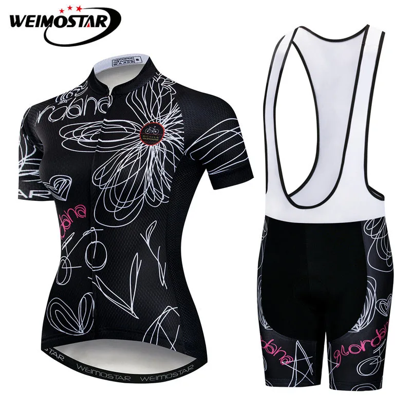 

Комплект велосипедной одежды Weimostar Женский, черный комплект из Джерси с коротким рукавом, быстросохнущая одежда для горных велосипедов, лет...