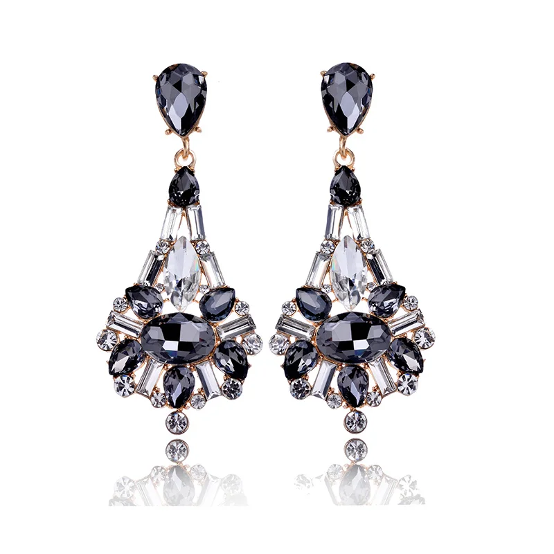 Женские серьги капли с большими кристаллами LUBOV вечерние по заводской цене