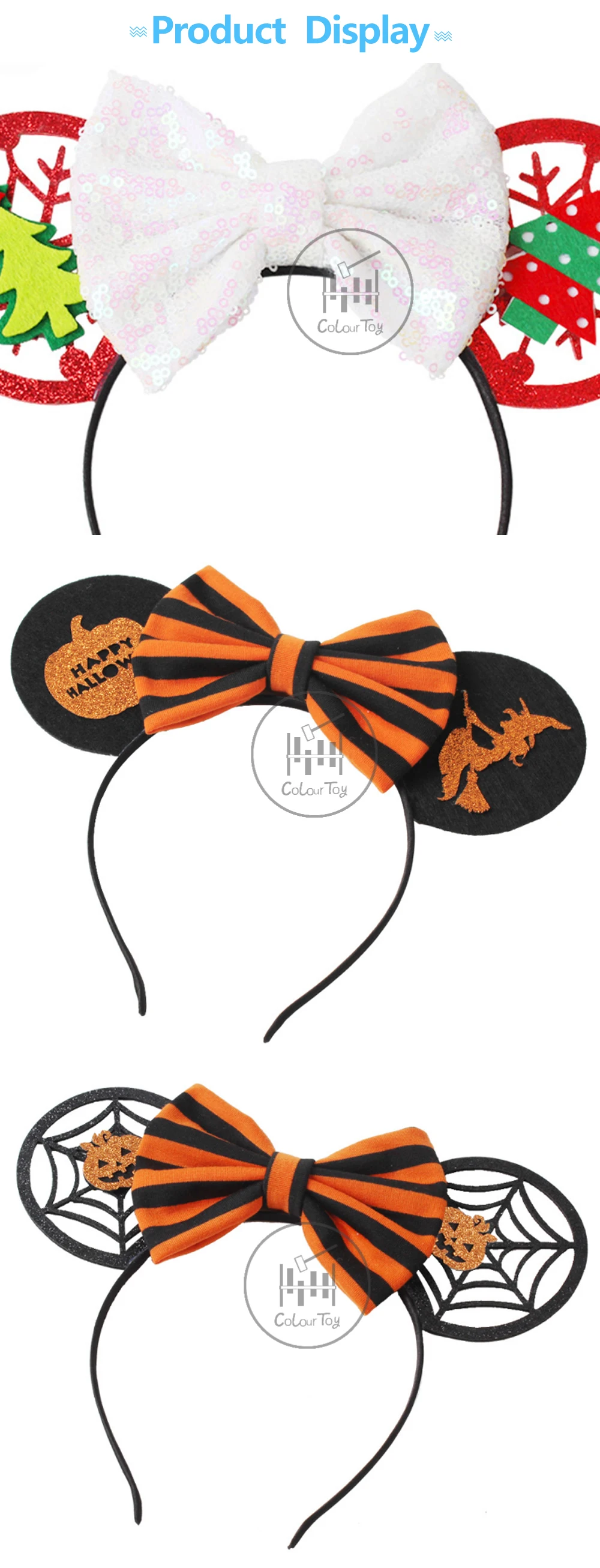 Disney Kawaii для девочек Для женщин банты, повязка на голову, одежда на Рождество с ушами для ухода за волосами аксессуары для детей повязка на голову, повязка на голову для Хэллоуина Вечерние