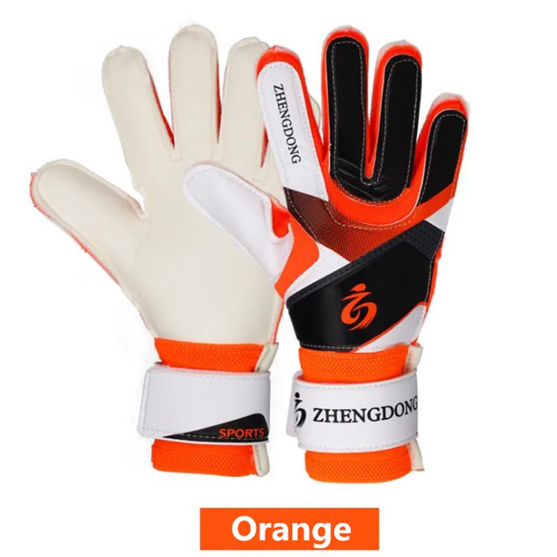Orange 100p взрослые футбольные болельщики тренировочные и соревновательные вратарские перчатки, Нескользящие вспенивающиеся ПУ латексные футбольные перчатки, Детские вратарские перчатки - Цвет: Orange