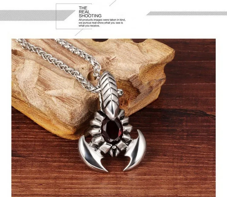 Роскошные серебряные ожерелья со скорпионом, красные стразы, Зодиак, ожерелье со скорпионом, мужские вечерние ювелирные изделия из нержавеющей стали, цепочки, кулон
