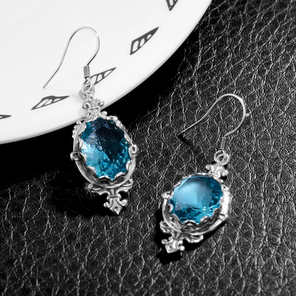 Комплект бижутерии из серебра 925 пробы с синими стразами|pendant jewelry sets|jewelry setsset blue |