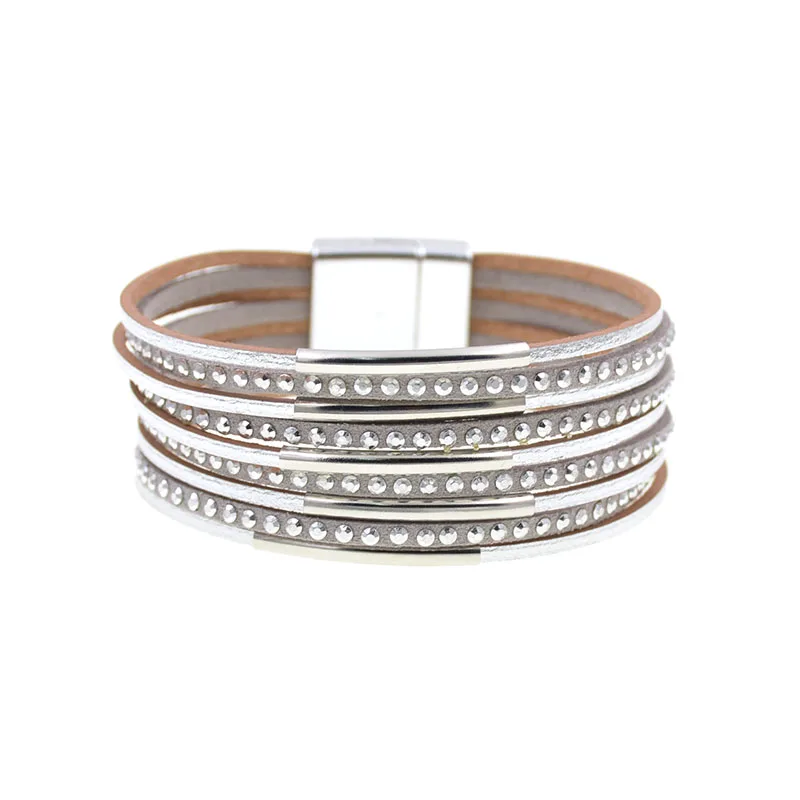 WELLMORE новые металлические Очаровательные кожаные браслеты для женщин и мужчин