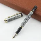 Jinhao 5000 винтажная Роскошная металлическая перьевая ручка с текстурой дракона, резьба, чернильная ручка серого цвета для офиса и бизнеса