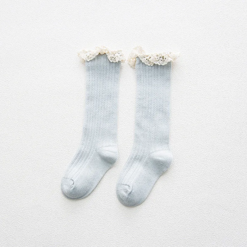 Calcetines hasta la rodilla con encaje para ni&ntilde;os, medias con volantes, de princesa, calentadores de piernas de algod&oacute;n, env&iacute;o gratis-2