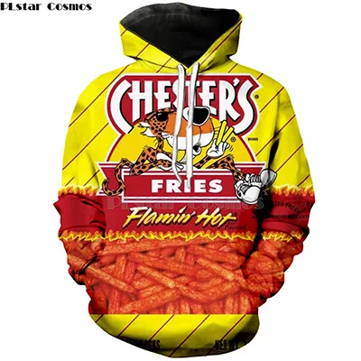 Orange Новинка,, худи Cheetos 3D, толстовки Harajuku для мужчин и женщин, пуловер с длинным рукавом, толстовка с капюшоном, повседневный брендовый спортивный костюм с принтом - Color: Orange