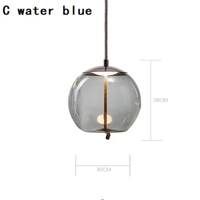 C water blue Круглая эллиптическая стеклянная люстра из пеньковой веревки, люстра для столовой, лофт, люстра, Прямая поставка - Цвет абажура: C water blue