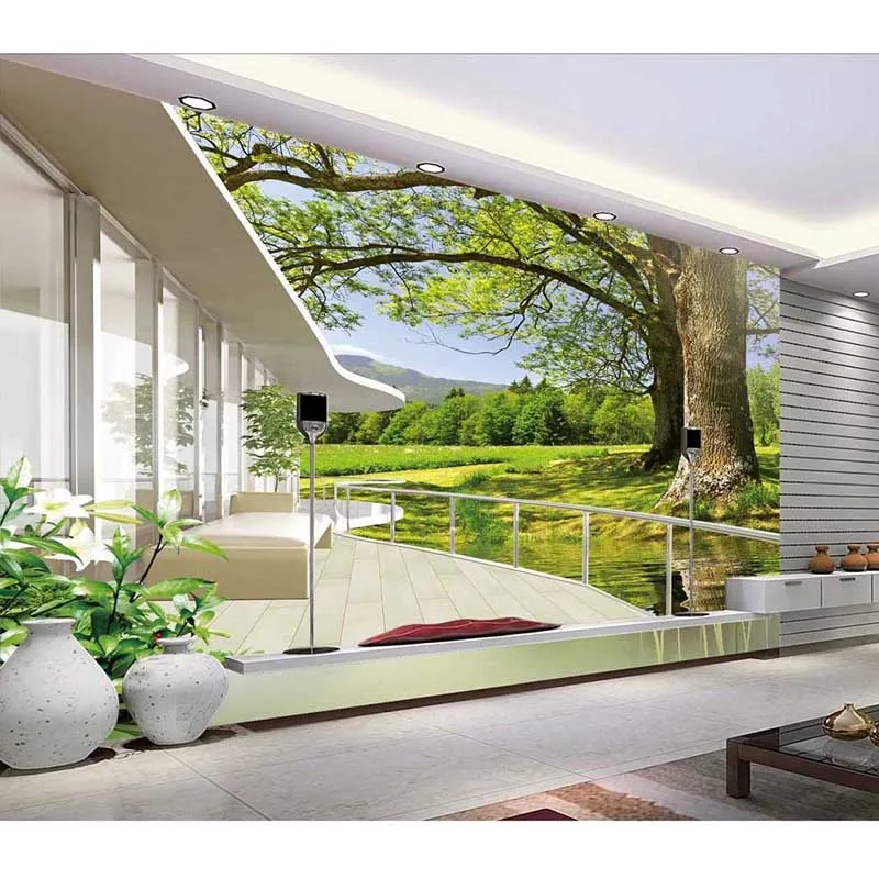 Пользовательские 3D фотообои Живописный пейзаж дерево ТВ диван спальня для