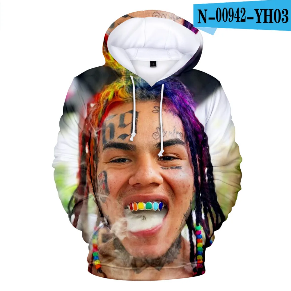 3D 6ix9ine Tekashi69 толстовки с капюшоном певица реперские кепки в стиле Харадзюку