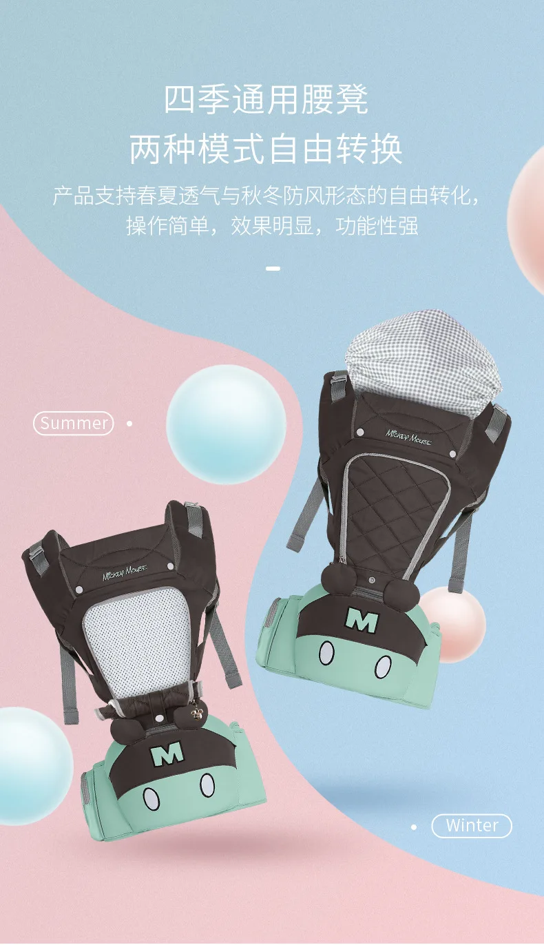 Disney Baby Carrier Хипсит(пояс для ношения ребенка) Микки ходунки слинг для малыша удерживающий пояс Рюкзак младенец Минни Hip Seat новорожденный 0-36 месяцев
