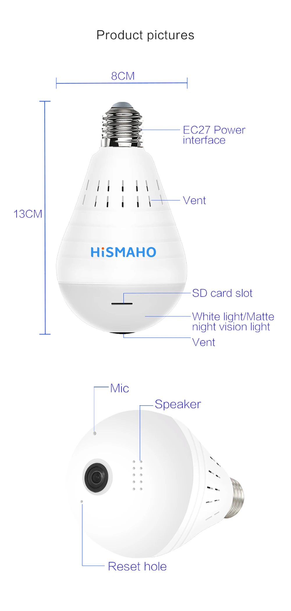 Облачная Беспроводная ip-камера wifi лампа 360 градусов рыбий глаз панорамный 960P HD светодиодный светильник домашняя камера безопасности sd-карта