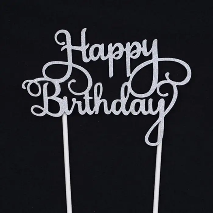 Новинка, Топпер для кексов, тортов, флаги с надписью Happy birthday, двойная палочка для семьи, дня рождения, вечеринки, украшения для выпечки, принадлежности DTT88