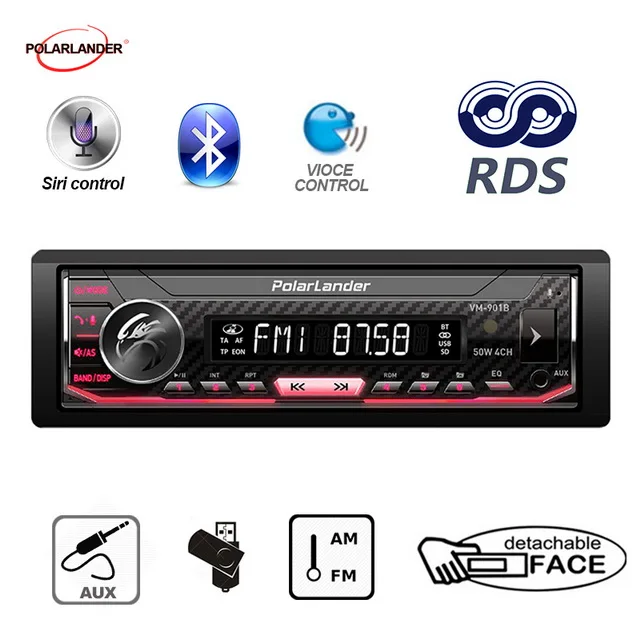 Съемный Siri помощник автомобиля Радио 1 Din RDS миллионов цветов Bluetooth AM/FM/USB/SD