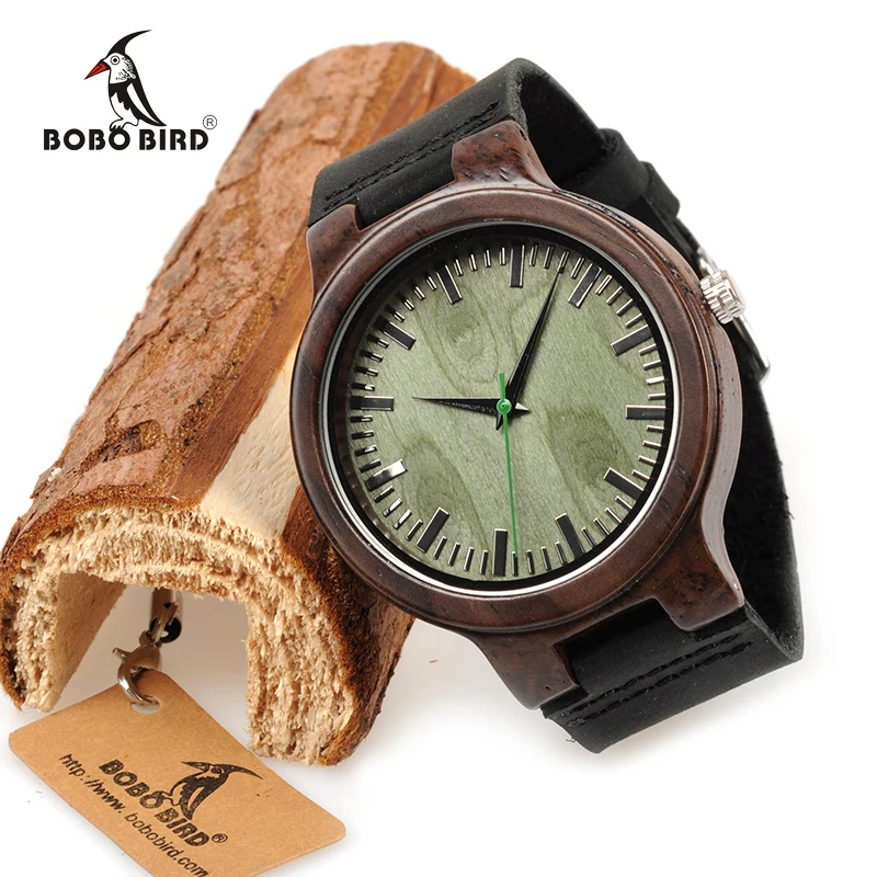 Мужские деревянные часы BOBO BIRD WC25 черные с деревянной ручкой| |